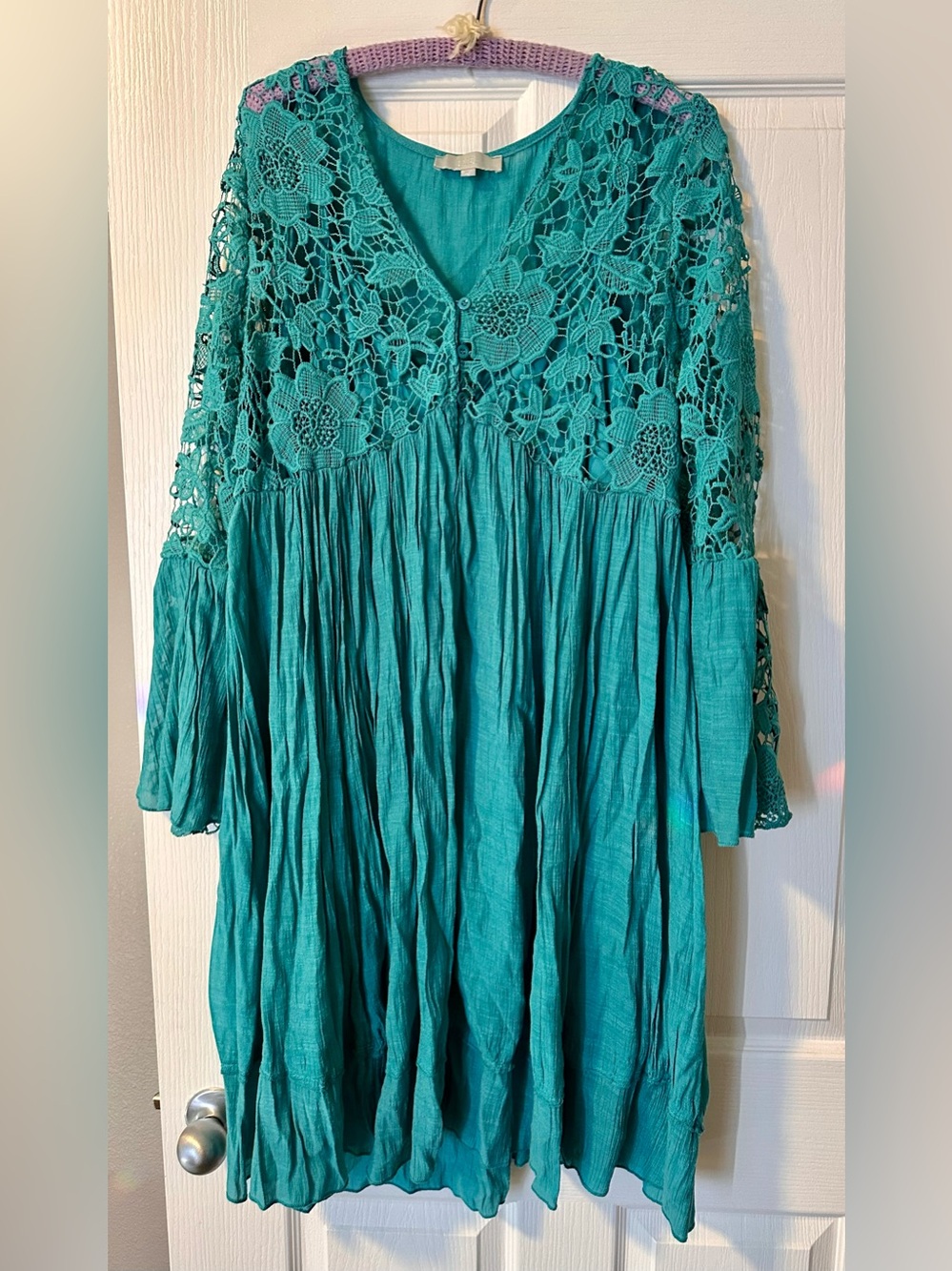 Bohemian Lace Teal Dress - Size XL